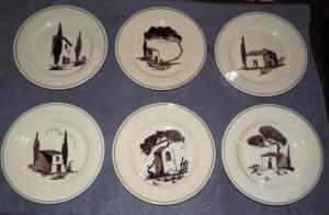   6 belles et originales assiettes provençales vintage
