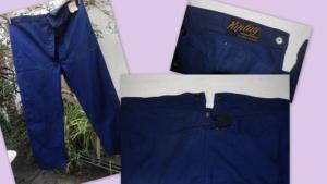 Pantalon ancien ou vintage de travail , forme ancienne , bleu de travail,  grande taille