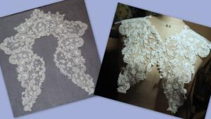 très grand col ancien en dentelle, guipure blanche