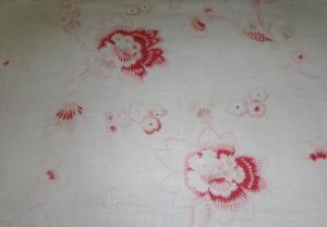 Fin tissu ancien , 19ème, fleurs d'indienne, tons fanés