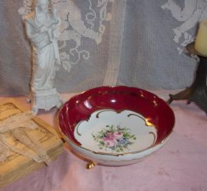 Très jolie coupe ancienne en Limoges, décor de roses , peint à la  main