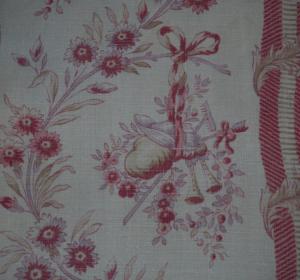 Tissu ancien , superbes motifs romantiques , lin imprimé, pour patchwork
