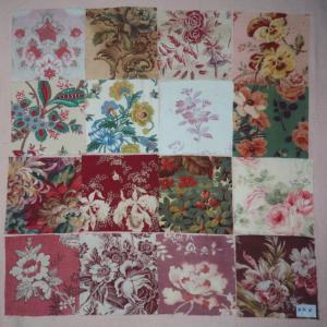 Lot de 16 coupons de tissus anciens pour patchwork