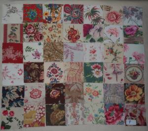   Lot de 42 petits coupons de tissus anciens pour patchwork..