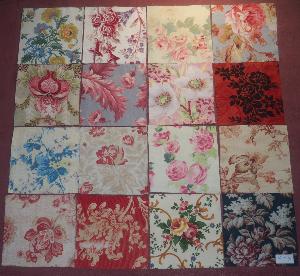 Lot de 16 coupons de tissus anciens pour patchwork