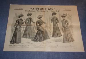 Grande publicité ancienne ou prospectus 1908, A Pygmalion, mode ancienne