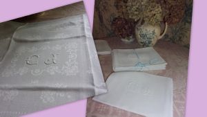  6 GRANDES SERVIETTES ANCIENNES BEAU MONOGRAMME CJ