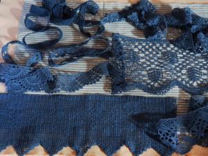 Lot de dentelles anciennes bleues, créations bleues, scrapbooking, collages, 4,50 mètres