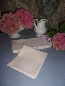 6 serviettes anciennes rose pâle ...PL