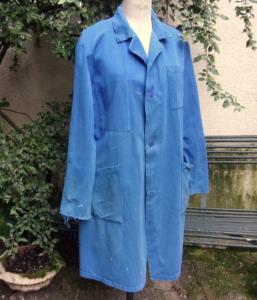 blouse ancienne ou vintage de travail, bleu de travail, atelier, ouvrier, années 60/70