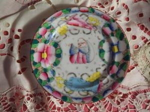 Assiette ancienne 19 ème , porcelaine, décor " au chinois" , Bayeux 