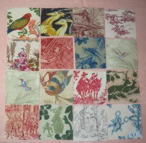  LOT DE 16 COUPONS DE TISSUS ANCIENS POUR PATCHWORK, avec motifs