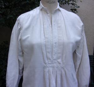 Chemise ancienne de travail en lin, chemise restaurée