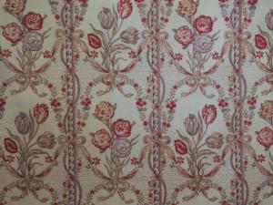 Tissu ancien 1900 , fleurs , tulipes , rubans