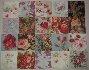 LOT DE 20 COUPONS DE TISSUS ANCIENS POUR PATCHWORK, motifs de " roses "