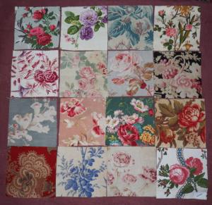 Lot de 16 coupons de tissus anciens pour patchwork