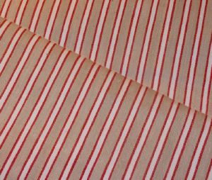 TISSU ANCIEN RAYE BEIGE ROUGE ET BLANC