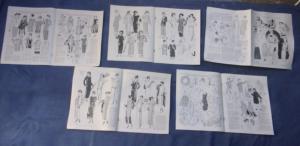 5 DOUBLES PAGES de la revue ancienne LE MIROIR DES MODES , années 1922,1923,1924