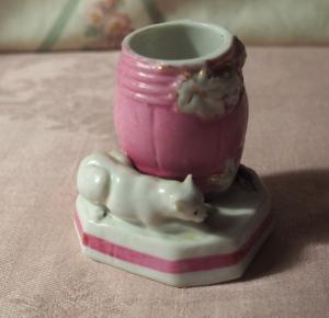 charmant petit pyrogène ancien , chat et souris , en porcelaine