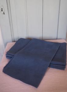 6 très grandes serviettes anciennes bleues