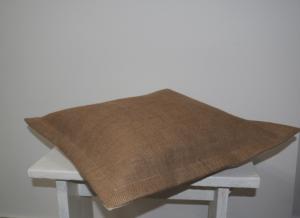 Grand coussin en tissus anciens, toile de jute et lin, déco rustique , primitive