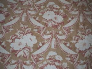 Tissu ancien 19ème, fleurs et draperies