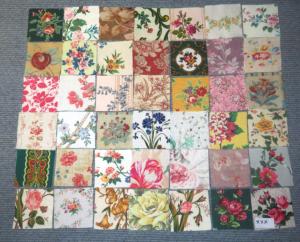   Lot de 42 petits coupons de tissus anciens pour patchwork..