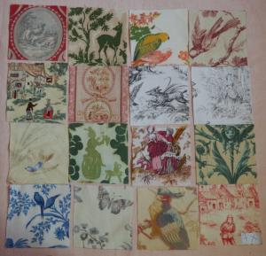  LOT DE 16 COUPONS DE TISSUS ANCIENS POUR PATCHWORK, petits motifs