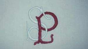 Joli monogramme ancien bicolore SP ( blanc et rouge )