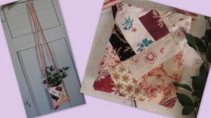 Petite pochette en tissus anciens , à suspendre ou bandoulière, petit sac