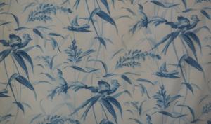 Tissu ancien, oiseaux bleus