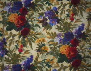 Tissu ancien ou  vintage, gros bouquets de fleurs