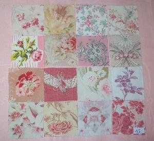  LOT DE 16 COUPONS DE TISSUS ANCIENS POUR PATCHWORK, coloris roses