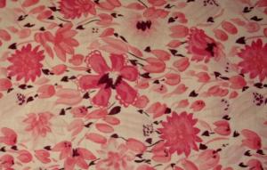 TISSU ANCIEN FLEURS ROSES