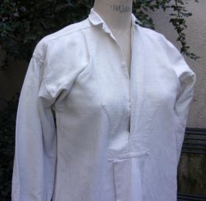 Chemise ancienne de travail en lin, chemise à restaurer
