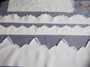 Lot de broderies anglaises anciennes et festons , broderies main