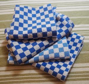 un lot de tissus anciens , damiers  bleus pour créations , double tissage, Lustucru