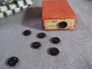 6 boutons anciens noirs, vêtements de travail