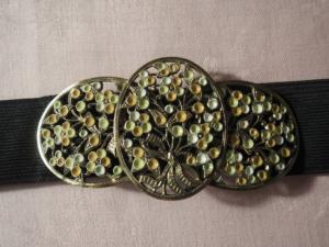 grosse boucle de ceinture vintage en métal émaillé