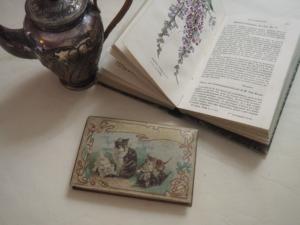 rare Jolie petite boite ancienne avec petits chats, 1900
