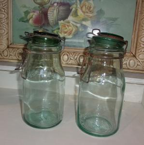 2 BOCAUX ANCIENS OU POTS POUR CONSERVE L IDEALE  # bocal ancien