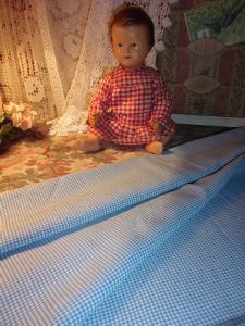 TISSU ANCIEN MINI VICHY// POUPEE