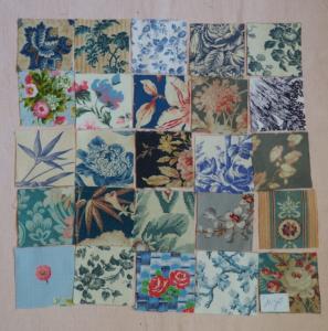  petits coupons pour patchwork, petits coupons de tissus anciens , dominance bleue, db