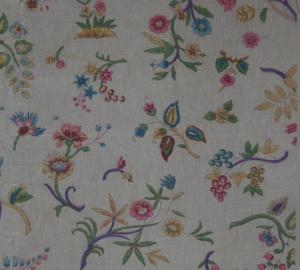 Tissu ancien fleuri, lin imprimé
