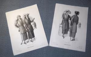 2 très grandes gravures de modes anciennes, 1922, grande taille