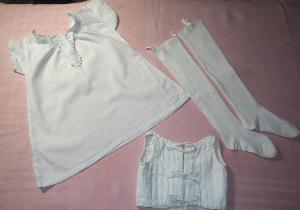 Layette ancienne, 19ème/1900 , chemise, bas, corset, poupée , enfant, vêtements anciens