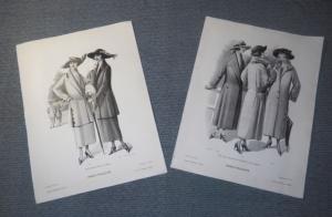 2 très grandes gravures de modes anciennes, 1922, grande taille