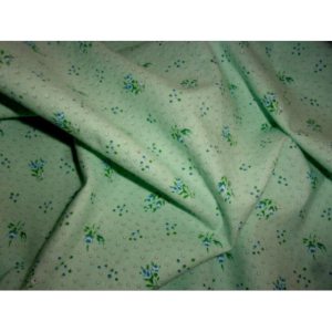 tissu ancien mini fleurs et roses, fond vert
