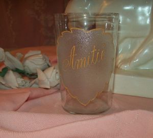  CHARMANT VERRE ANCIEN émaillé.. Amitié
