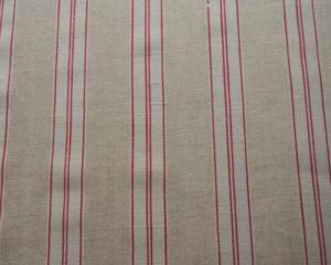 Belle toile à matelas ancienne , 19 ème, lin et rouge